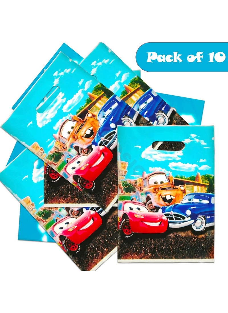 Propsicle - Propsicle Car Theme Birthday Return Gift Bags For Kids Blue Party Favours Boy Girl Foil Goodie Bags Cover - Pack of 10 - Image 1