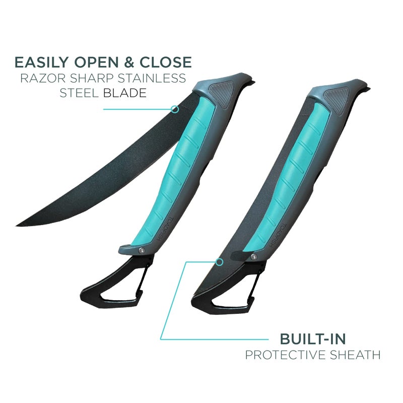 Toadfish Stowaway Folding Filet Knife with Built in Carabiner -7inch - Image 2