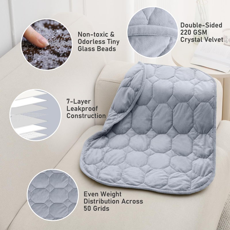 Wemore Weighted Lap Blanket 5lbs for Adults, Small Weighted Blanket for Travel, Calming, Relaxing, Napping and Sleeping, All-Season Weighted Lap Pad, Machine Washable, Light Grey 24x29 inches - Image 4