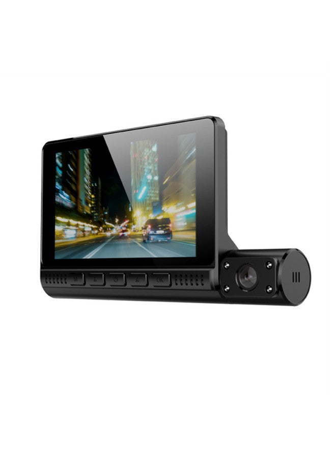 Generic 4-inch Touch Screen Three-lens Driving Recorder HD 1080 Hidden Car And Car Driving Recorder-Body Color:Touch Function (front 1080p)  - Image 4