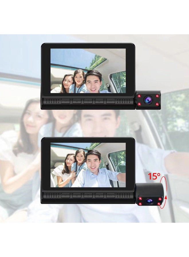 Generic 4-inch Touch Screen Three-lens Driving Recorder HD 1080 Hidden Car And Car Driving Recorder-Body Color:Touch Function (front 1080p)  - Image 3