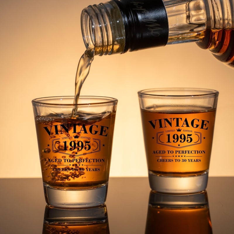 Ithmahco 30th Birthday Gifts for Men - Limited Edition Vintage 1995 Shot Glass with Wooden Box - Cheers To 30 Years Old, Finally 30th Birthday Party Decoration - Turning 30 Bday Gift for Men Brother Friend - Image 5