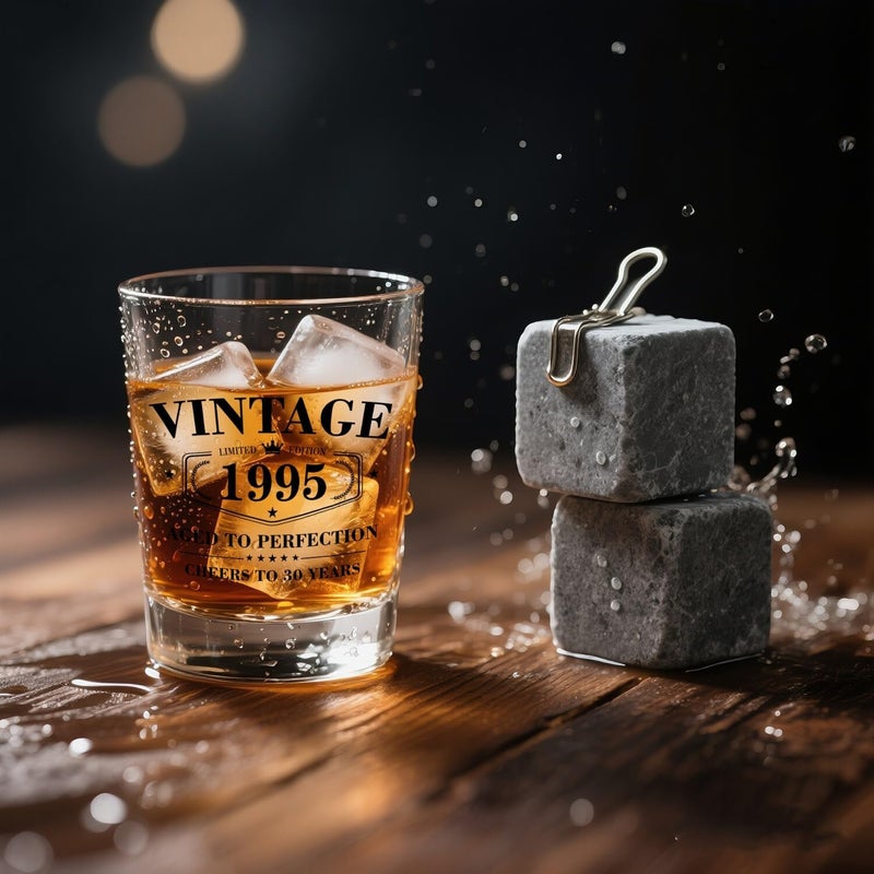 Ithmahco 30th Birthday Gifts for Men - Limited Edition Vintage 1995 Shot Glass with Wooden Box - Cheers To 30 Years Old, Finally 30th Birthday Party Decoration - Turning 30 Bday Gift for Men Brother Friend - Image 2