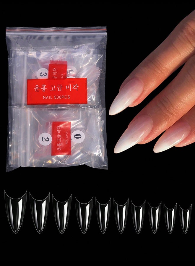 Generic 500pcs/Bag Acrylic Nail Tips Stiletto Coffin Almond Nails Practice Nail Capsules Artificial False Soft Gel Full Cover Nail Tips Manicure Tool - Image 1