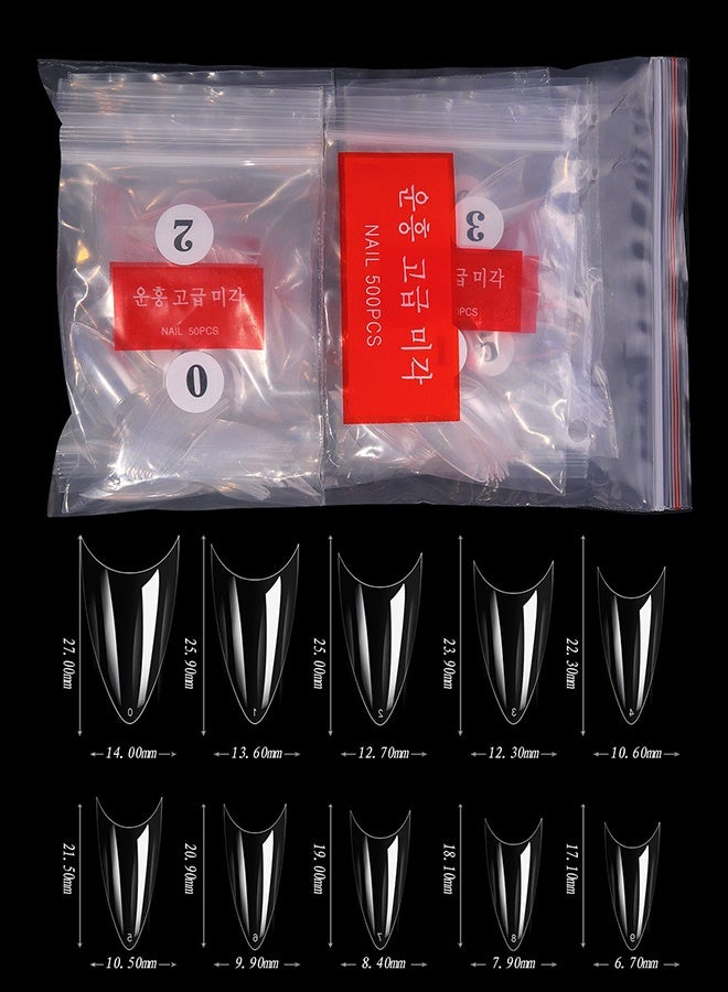 Generic 500pcs/Bag Acrylic Nail Tips Stiletto Coffin Almond Nails Practice Nail Capsules Artificial False Soft Gel Full Cover Nail Tips Manicure Tool - Image 2