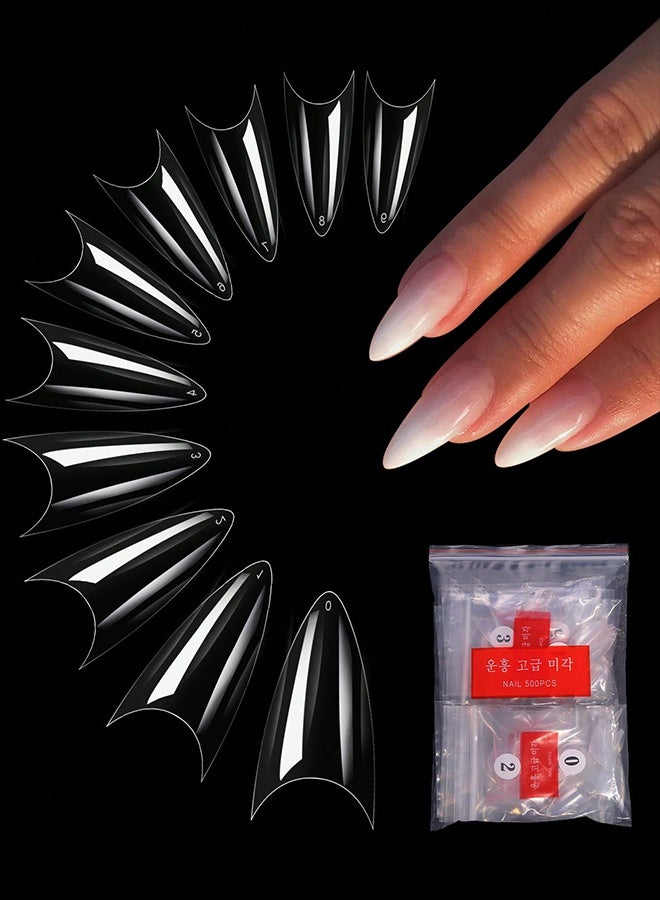 Generic 500pcs/Bag Acrylic Nail Tips Stiletto Coffin Almond Nails Practice Nail Capsules Artificial False Soft Gel Full Cover Nail Tips Manicure Tool - Image 4