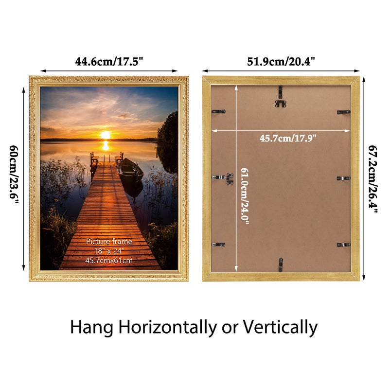 Edenseelake 18x24 Picture Frames Set of 2, Vintage Gold 18 x 24 Poster Frame for Wall Hanging Vertical and Horizontal - Image 3