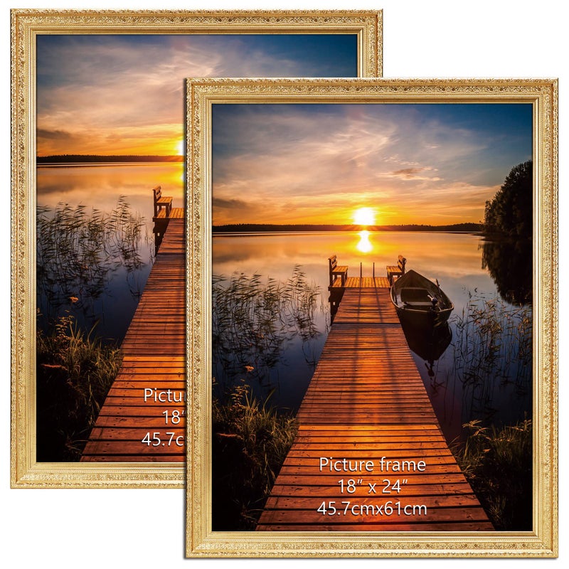 Edenseelake 18x24 Picture Frames Set of 2, Vintage Gold 18 x 24 Poster Frame for Wall Hanging Vertical and Horizontal - Image 1