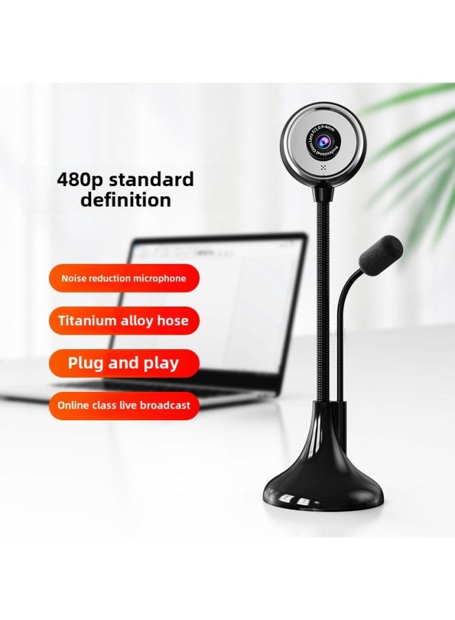 HD Computer Camera Desktop Notebook Home Usb External Network Class Dedicated Photography Headband Microphone-Color:Standard Version 480p - Image 1
