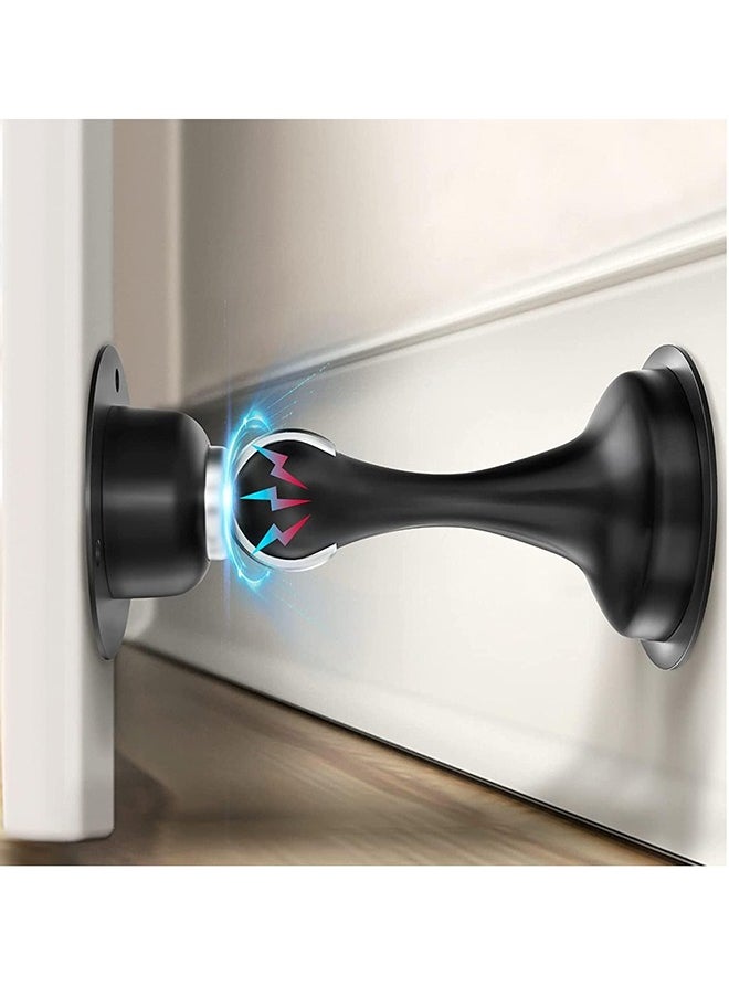 Arabest Magnetic Door Stoppers, Stainless Steel Door Stops for Wall and Floor Mounting, Door Holder Keep Door Open, No Drilling Door Stop with 3D Adhesive Tapes (Black)  - Image 1