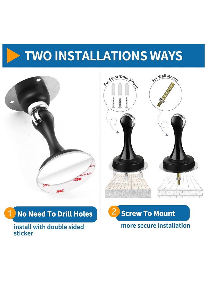 Arabest Magnetic Door Stoppers, Stainless Steel Door Stops for Wall and Floor Mounting, Door Holder Keep Door Open, No Drilling Door Stop with 3D Adhesive Tapes (Black)  - Image 3