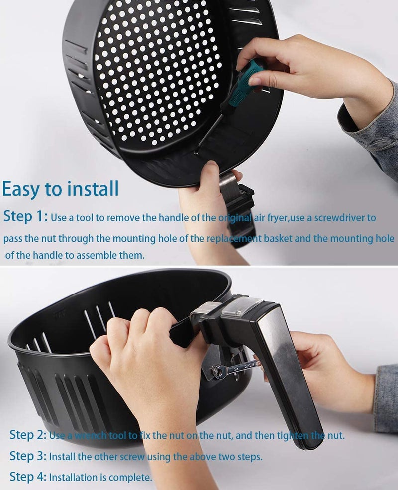 RAMLLY Air Fryer Replacement Basket For Power Xl 5.3Qt Air Fryer Air Fryer Basket For Gowise Usa 5.8Qt Air Fryer Air Fryer Accessories Non-Stick Fry Basket - Image 5
