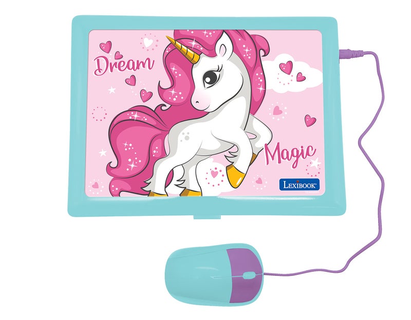LEXiBOOK  Unicorn Educational and Bilingual Laptop SpanishEnglish  Toy for Children with 124 Activities to Learn Mathematics Dactylography Logic Clock Reading Play Games and Music  JC598UNIi2 - Image 3
