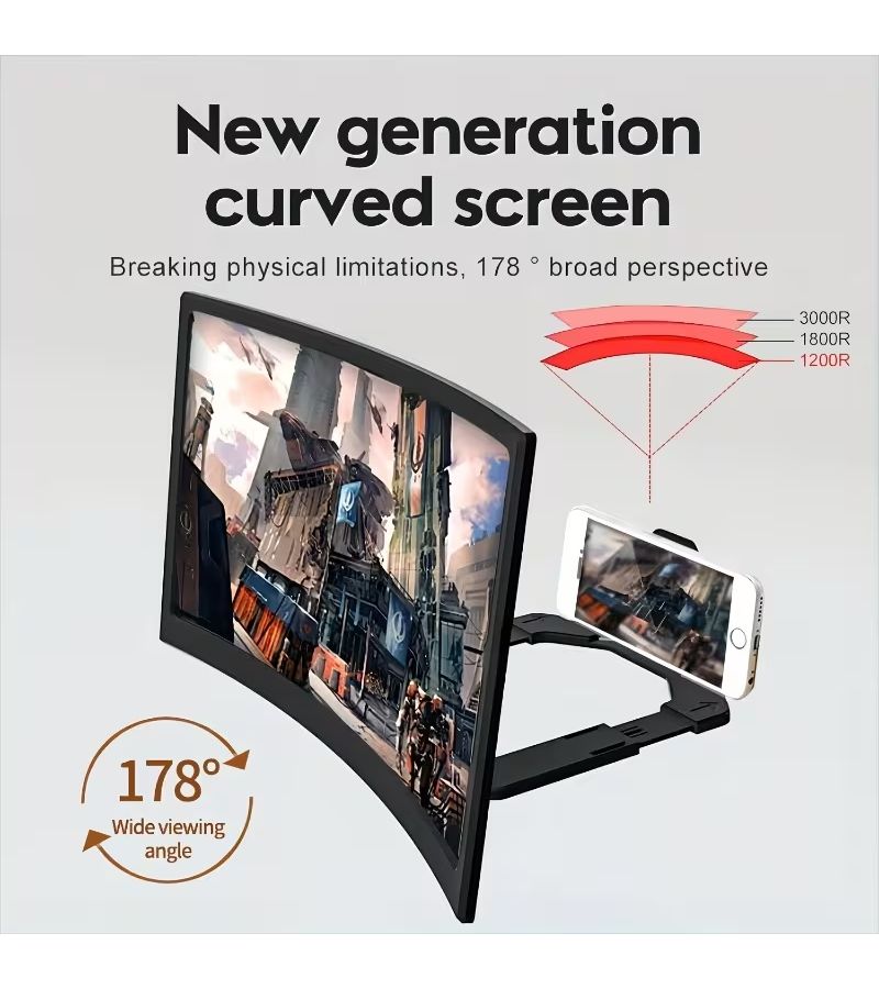 Black 3D Phone Screen Magnifier Dual HD Hands Free for Travel Movies Video Calls - Image 5