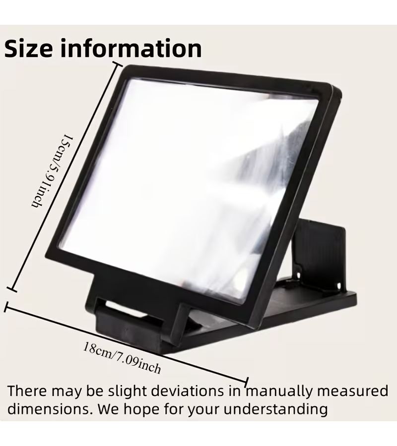 Black 3D Phone Screen Magnifier Dual HD Hands Free for Travel Movies Video Calls - Image 2