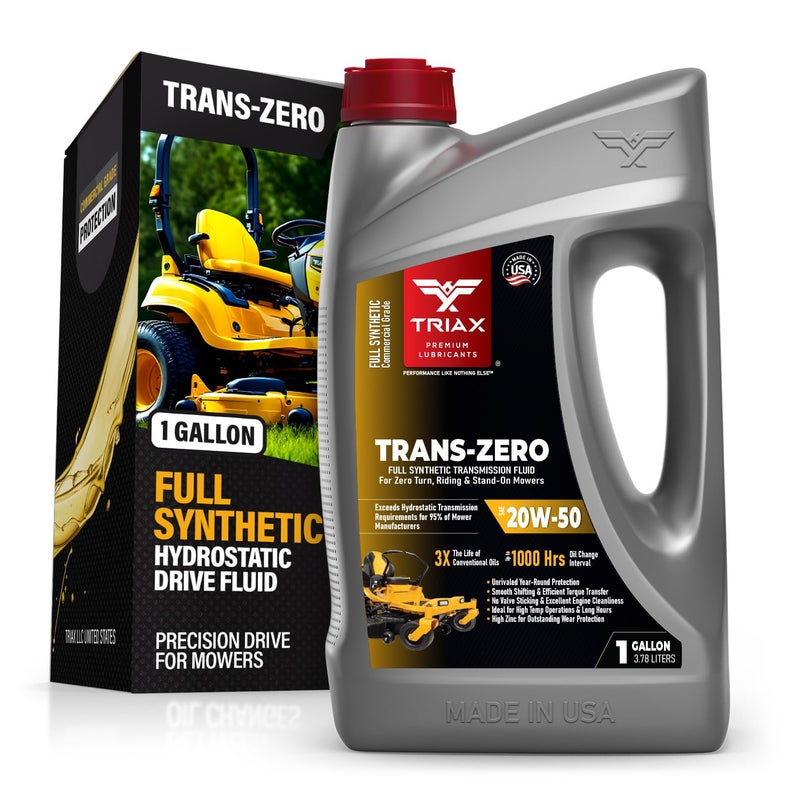 TRIAX Trans-Zero 20W-50 Full Synthetic Hydrostatic Transmission Oil | For Zero-Turn, Riding, and Stand-On Lawn Mowers | Unrivaled Year-Round Protection (1 Gallon) - Image 1