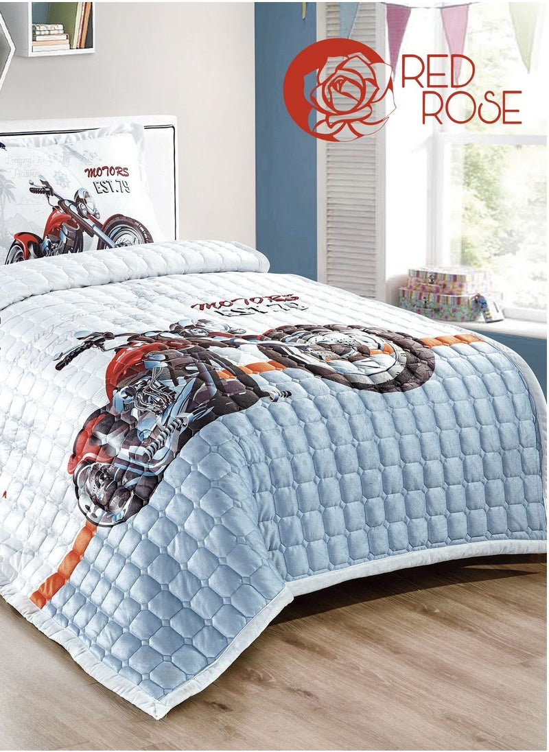 Red Rose 3 Piece Velvet Baby Bed Quilt Set Single Size Multicolor  - Image 2
