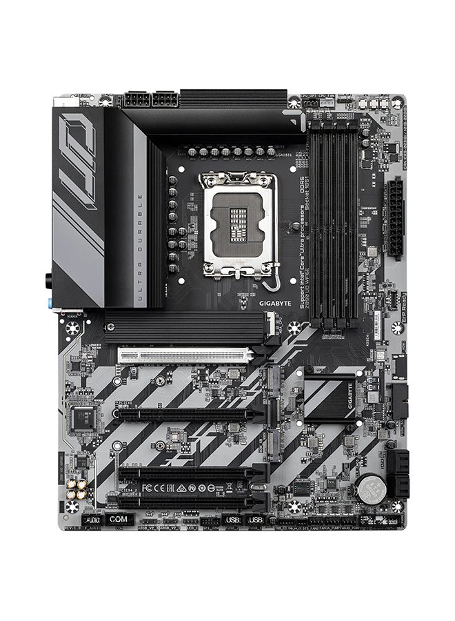 جيجابايت لوحة أم Z890 UD WIFI6E LGA 1851 ATX، شريحة Intel Z890، دعم لمعالجات Intel® Core™ Ultra، 4x فتحات DDR5 DIMM (حتى 256GB)، PCIe 5.0 x16، LAN بسرعة 2.5GbE، Intel® Wi-Fi 6E، Bluetooth 5.3، USB4، 4x فتحات M.2 (PCIe 5.0/4.0)، صوت Realtek®، DisplayPort 2.1، دعم RAID 0/1/5/10، 6x منافذ USB 3.2، RGB ورؤوس RGB قابلة للتوجيه، Q-Flash Plus | Z890-UD-WIFI6E - Image 2