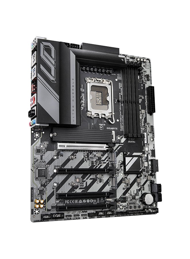 جيجابايت لوحة أم Z890 UD WIFI6E LGA 1851 ATX، شريحة Intel Z890، دعم لمعالجات Intel® Core™ Ultra، 4x فتحات DDR5 DIMM (حتى 256GB)، PCIe 5.0 x16، LAN بسرعة 2.5GbE، Intel® Wi-Fi 6E، Bluetooth 5.3، USB4، 4x فتحات M.2 (PCIe 5.0/4.0)، صوت Realtek®، DisplayPort 2.1، دعم RAID 0/1/5/10، 6x منافذ USB 3.2، RGB ورؤوس RGB قابلة للتوجيه، Q-Flash Plus | Z890-UD-WIFI6E - Image 3
