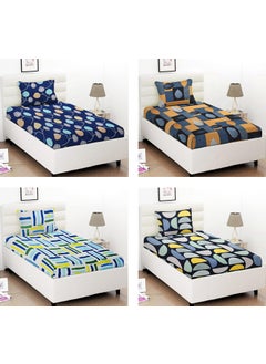 VAS COLLECTIONS VAS COLLECTION Prime Combo Pack of 4 Single Bedsheets with 4 Pillow Covers 160 TC Soft Brushed Glace Cotton Long Lasting Wrinkle Free 228x152 Cm Or 4X75 FtLight Green 