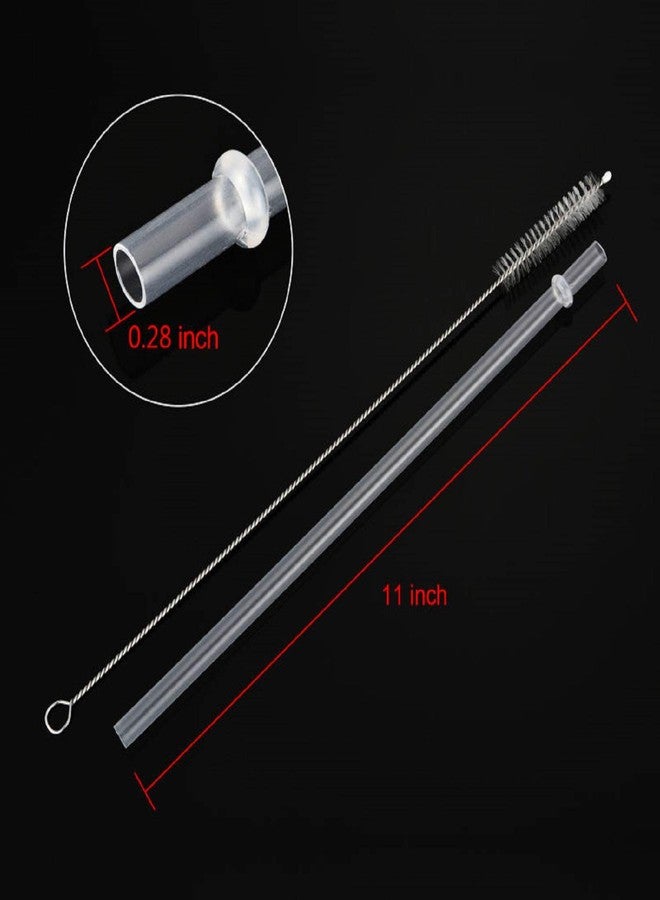 Jovitec 50 Pieces Plastic Straws Reusable for Tumblers Mason Jars Milkshakes Smoothies Reusable Hard Plastic Drinking Straws with Cleaning Brush(11 Inch,Clear) - Image 3