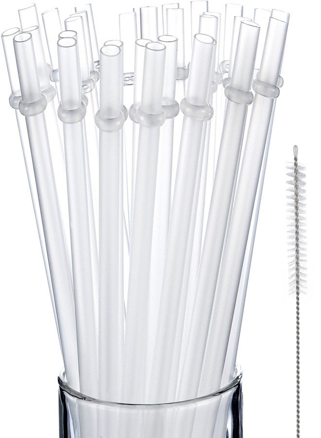 Jovitec 50 Pieces Plastic Straws Reusable for Tumblers Mason Jars Milkshakes Smoothies Reusable Hard Plastic Drinking Straws with Cleaning Brush(11 Inch,Clear) - Image 1