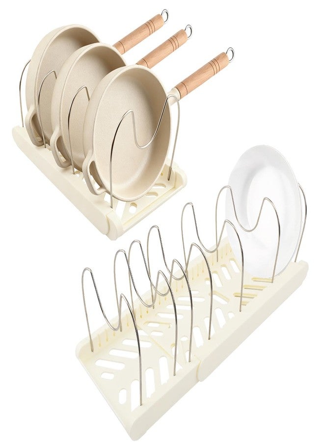 WeiLingBo Pots and Pans Organizer for under Cabinet, Expandable Pot Lid Holder with 10 Adjustable Compartment, Pan Organizers inside Cabinet for Lids, Bakeware, Cutting Boards(COLOR:White) - Image 1
