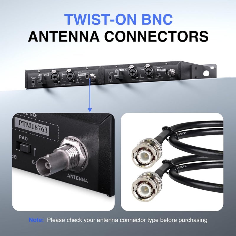 Phenyx Pro BNC Antenna Kit, Two Connecting Cables 50cm/1.6FT for Front-Mounting Antennas, Metal Rack Plates Included, Suitable for Half-Rack Wireless Systems (ANTK-HR2A) - Image 2