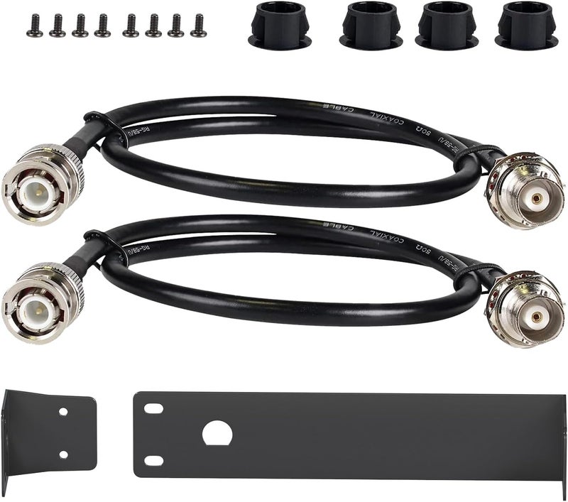 Phenyx Pro BNC Antenna Kit, Two Connecting Cables 50cm/1.6FT for Front-Mounting Antennas, Metal Rack Plates Included, Suitable for Half-Rack Wireless Systems (ANTK-HR2A) - Image 1