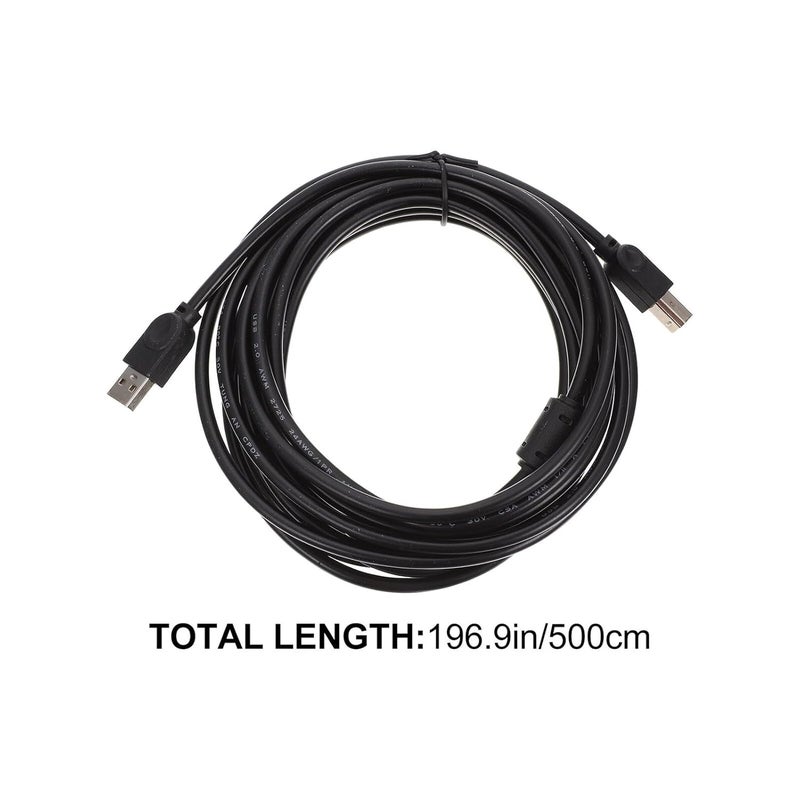 كابل USB بنواة نحاسية بطول 5 أمتار، أسود، مناسب لأجهزة المكتب والمنزل - Image 2