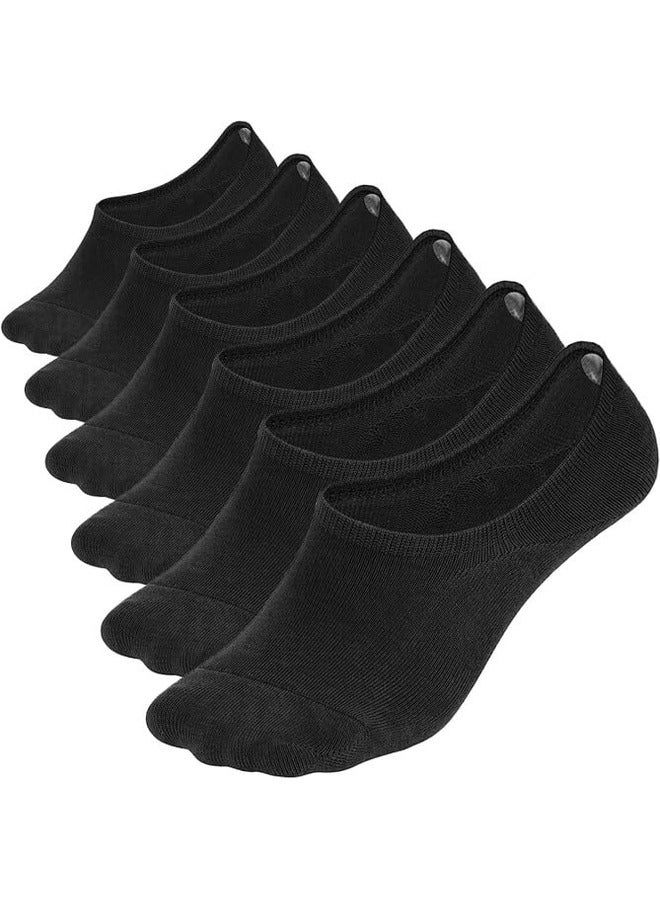Tango 6 Pairs mens ultra low cut socks - no show liners - cotton non-slip sock - free size EU 40 to 45 (Black COLORS - 6 Pairs Pack, 6) - Image 1
