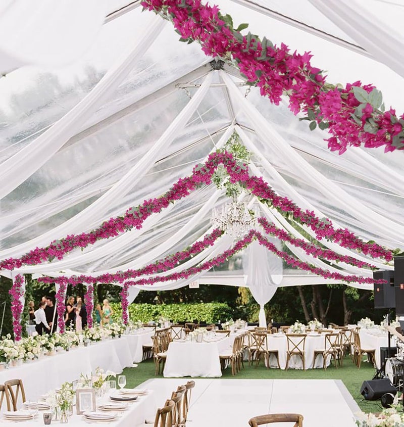 IPOPU 5.9 Ft Artificial Bougainvillea Flowers Garland 2PCS Fake Silk Bougainvillea Vines Long Plant Faux Bougainvillea Wreaths for Centerpieces Table Runner Wedding Arch Wall Decorations (Deep Pink) - Image 3