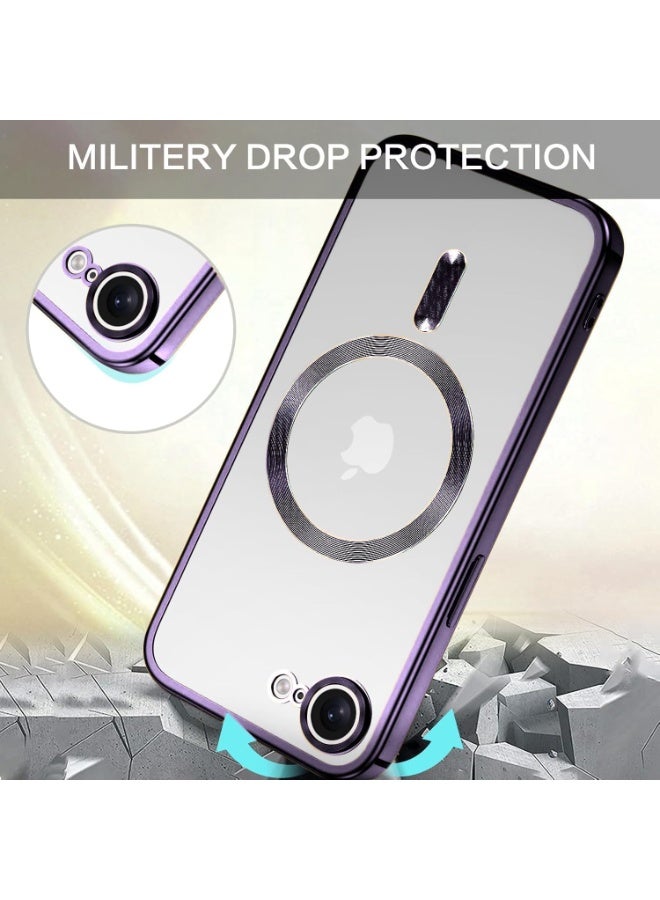 iPhone 16e Case Cover with MagSafe Never Yellowing Drop Protection Full Camera Lens Protection Plating Soft Clear Phone Cover for iPhone 16e - Image 4