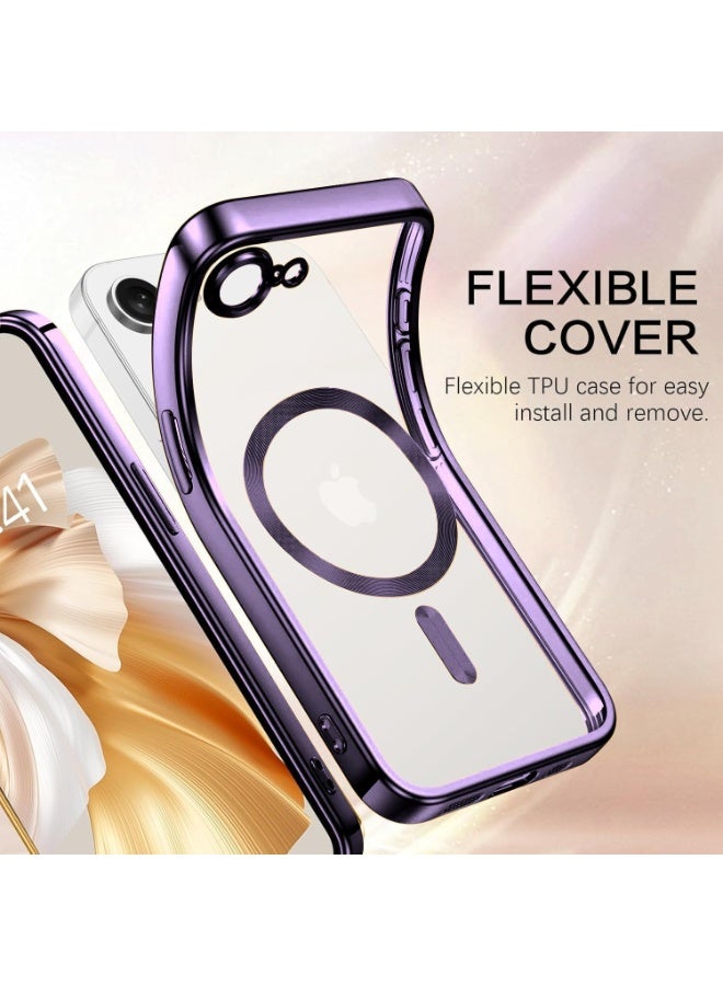 iPhone 16e Case Cover with MagSafe Never Yellowing Drop Protection Full Camera Lens Protection Plating Soft Clear Phone Cover for iPhone 16e - Image 3