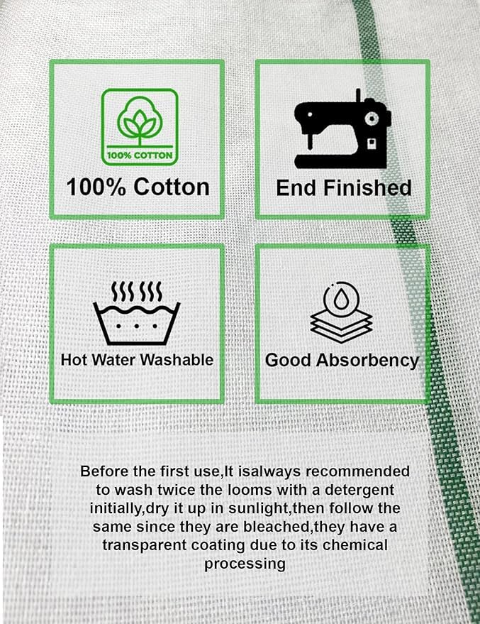 YATTA Traditional Thorthu Kerala Towel Cotton Medium Size | Pack of 4 | Size - 49 inch | End Stitched Thorth | Kerala Thorthu White Cotton Towels for Bath | Light Weight, Quick Dry | 130gsm - Image 5