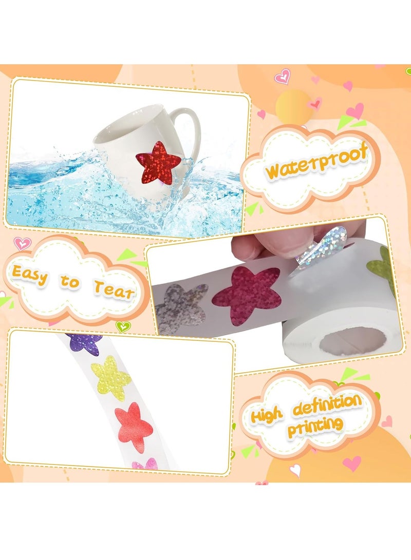 كيلا ملصقات النجوم، ملصقات رقائق معدنية لامعة للأطفال، 500 قطعة مقاس 1 بوصة، 8 ملصقات نجوم لامعة ملونة لمخطط الطلاب ولوازم مدرس الفصل الدراسي - Image 2