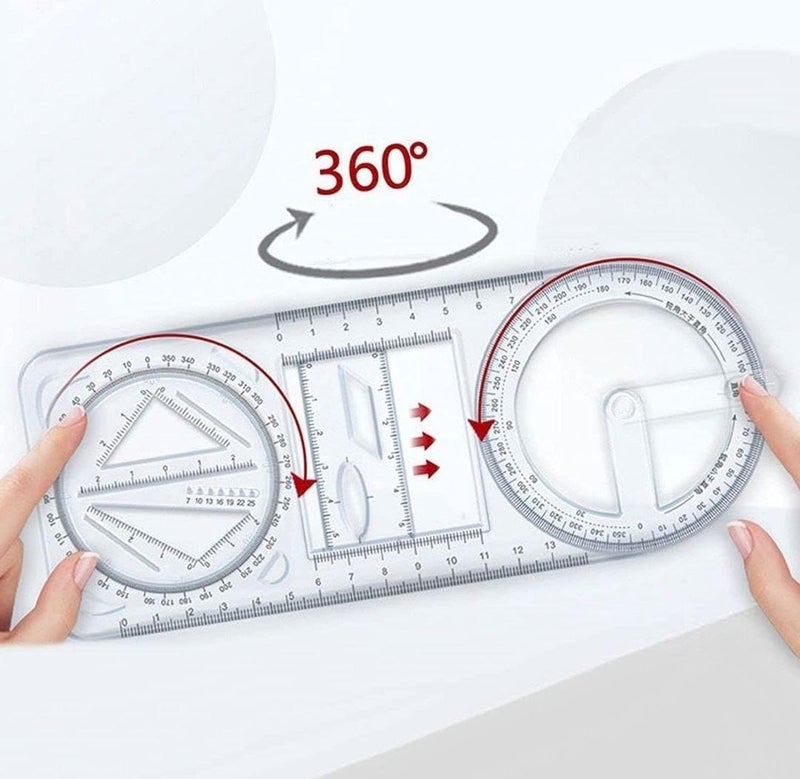 DS ENTERPRISE 360 Degree Multi Angle Ruler Multifunctional Geometric Ruler, Drawing Stencil, Scale Measuring Tool, Mathematics Ruler, for School, Office, Architectural Supplies, Creative Maths Learning Aids - Image 2