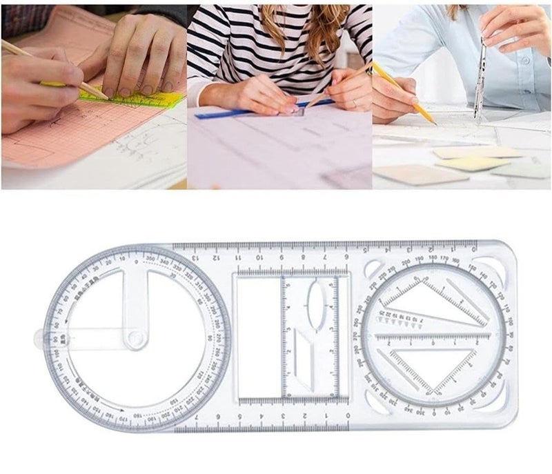 DS ENTERPRISE 360 Degree Multi Angle Ruler Multifunctional Geometric Ruler, Drawing Stencil, Scale Measuring Tool, Mathematics Ruler, for School, Office, Architectural Supplies, Creative Maths Learning Aids - Image 4