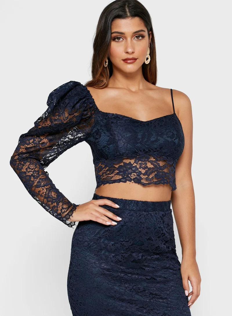 TFNC One Shoulder Lace Crop Top