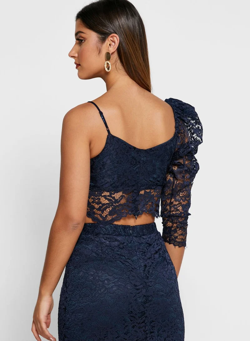 TFNC One Shoulder Lace Crop Top