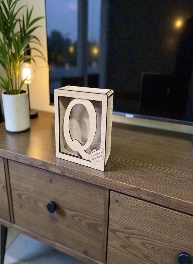 LACUM® Letter Piggy Bank - Custom Wooden Money Bank for Kids & Adults - Sunmica Coated Engineering Wood with Transparent Acrylic Front - Unique Gifts (Letter Q) - Image 5
