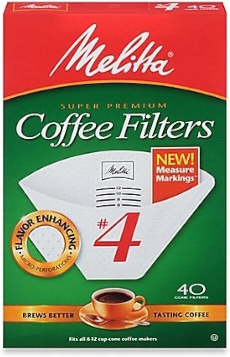 Melitta فلتر قهوة مخروط رقم 4 باللون الأبيض 40 قطعة - Image 1