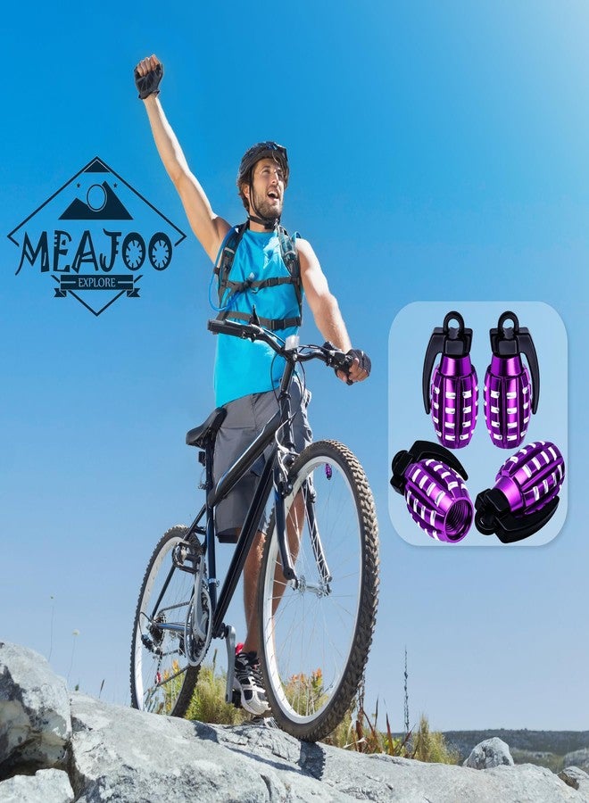 MEAJOO مجموعة أغطية صمامات إطارات من 4 قطع من MEAJOO، مصنوعة من سبائك الألومنيوم، مناسبة لجميع أنواع السيارات والشاحنات وسيارات الدفع الرباعي والدراجات النارية والدراجات الهوائية (بنفسجي) - Image 4