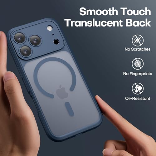 ImpactStrong Magnetic Guard Designed for iPhone 17 Pro Case [Camera Protection] [Military Grade Drop Tested] [Compatible with MagSafe] Slim Translucent Matte Phone Case (6.3") - Navy Blue - Image 3