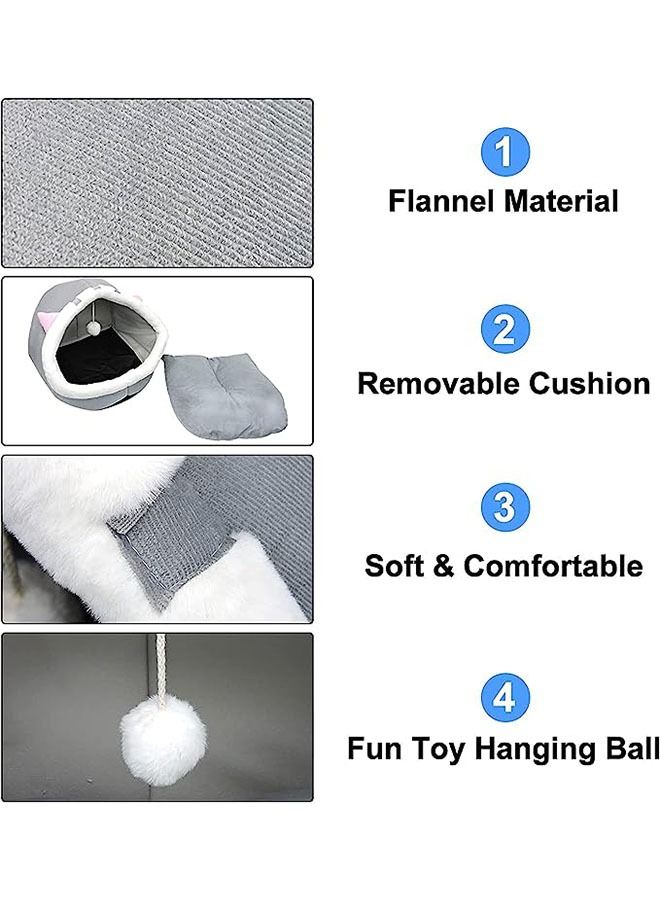 48 * 45 * 40 سم سرير حيوانات كرتونية للحيوانات الأليفة داخلي لطيف شبه مغلق سرير للقطط قابل للغسل كهف منزل قطة صغير مع لعبة كرة دافئة ناعمة قابلة للفصل بيت قطة بيت حيوانات أليفة - Image 3