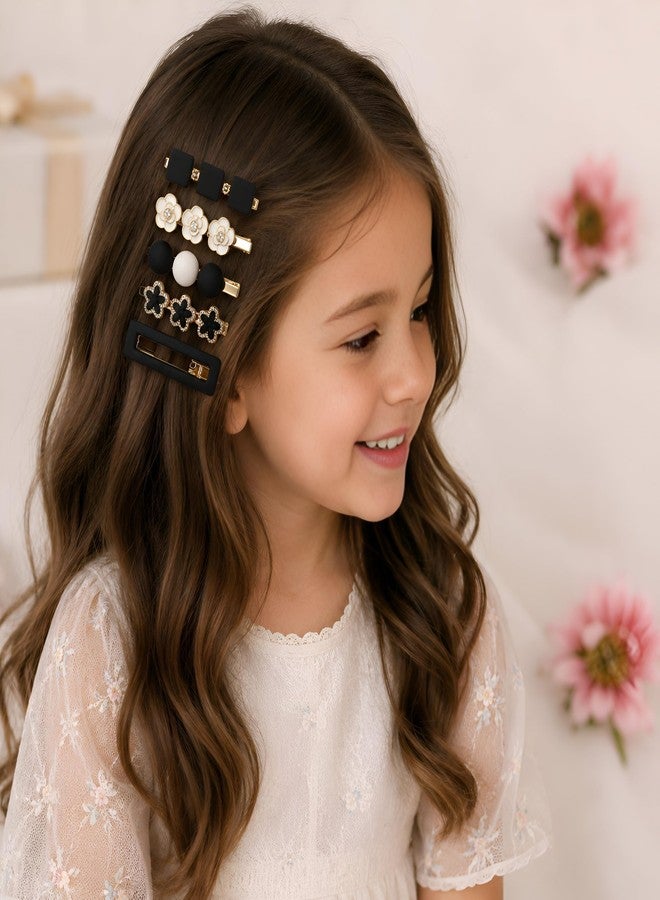 FENNEC MART Pearl Hair Clips for Women & Girls, Gold & White, Acrylic Resin, Heart, Flower & Crystal Design, Pack of 5 (Hair Clips Set-7) - Image 4