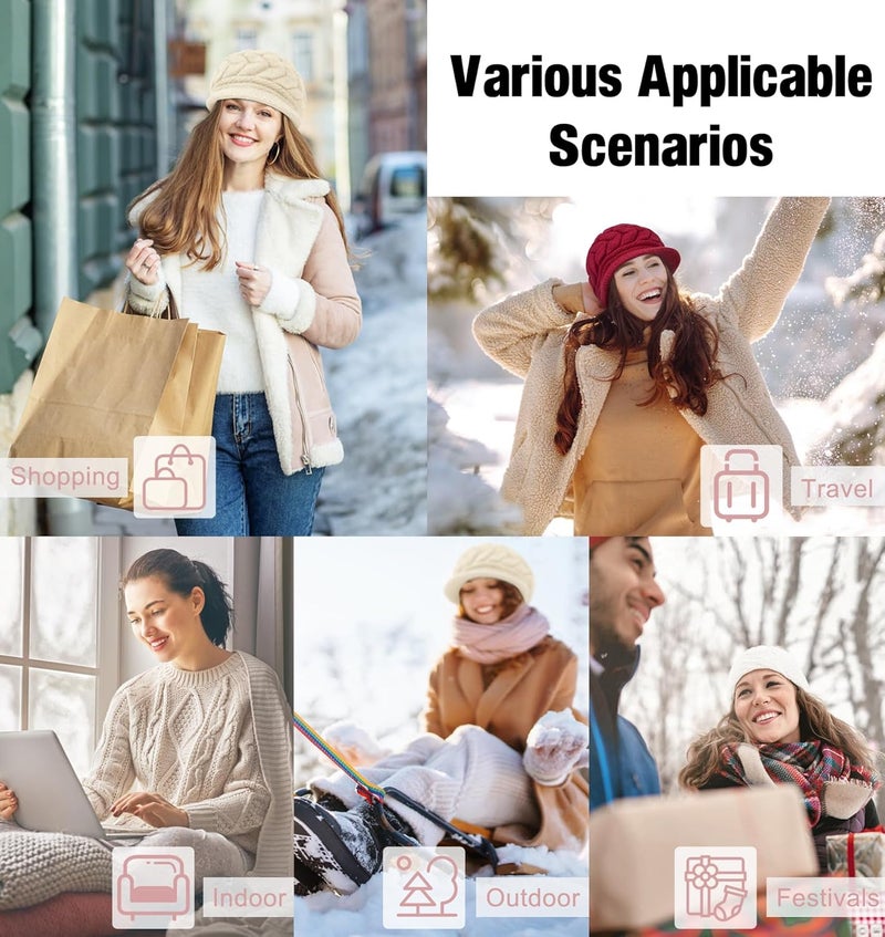 YSense 2 Pack Womens Winter Hats Warm Knit Hat Slouchy Beanie Cap with Brim Gifts - Image 5
