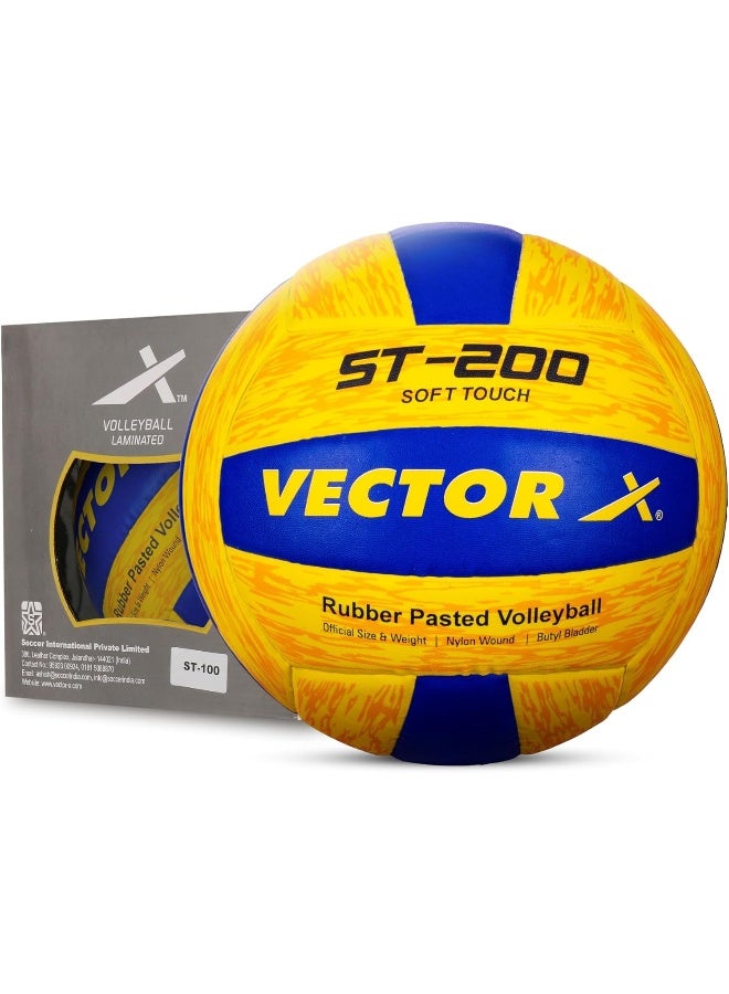 فيكتور أكس كرة طائرة فيكتور إكس ST-200 | جودة عالمية، كرة طائرة مصنوعة يدويًا من البولي يوريثان، ١٨ لوحة ناعمة الملمس، قبضة مزخرفة، متينة وخفيفة الوزن، مناسبة للعب الداخلي والخارجي | مقاس الكرة: ٤ - Image 1