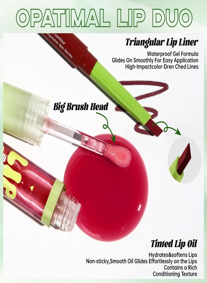 Noerrors 6pcs Hydrating Tinted Lip Oil + Lip Liner Pencil Combo Sets, Moisturizing Lip Kit with Lip Liner and Big Brush Head Gloss for Women, Plumping Smooth Lip Care Long-Lasting Liquid Lipstick Pack - Image 3