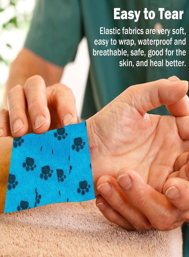 JONYEE Bandages First Aid Tape Cohesive Bandage First Aid Bandages Cohesive Wrap Adhesive Bandage Self Adherent Cohesive Wrap Bandages Colorful Bandages (Blue Footprint, 2-Inch - Image 5